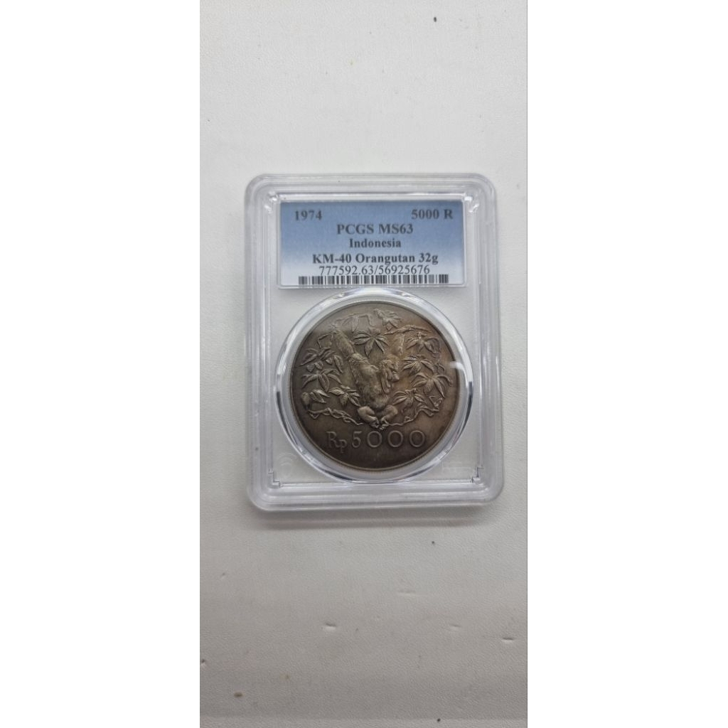 Koin Perak Orang Utan rp.5000 tahun 1974 32gram