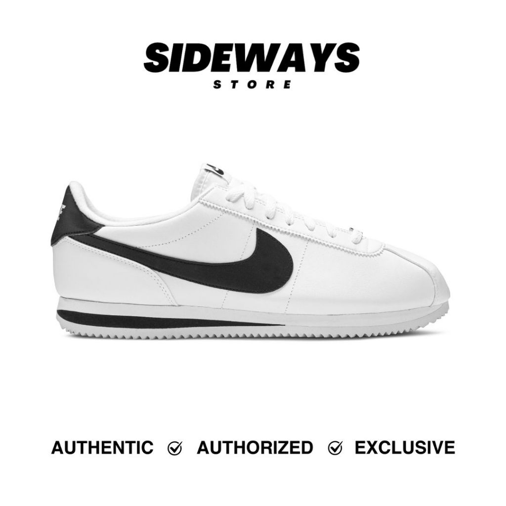 Nike Cortez Basic Leather White Black - 100% Original Guarantee