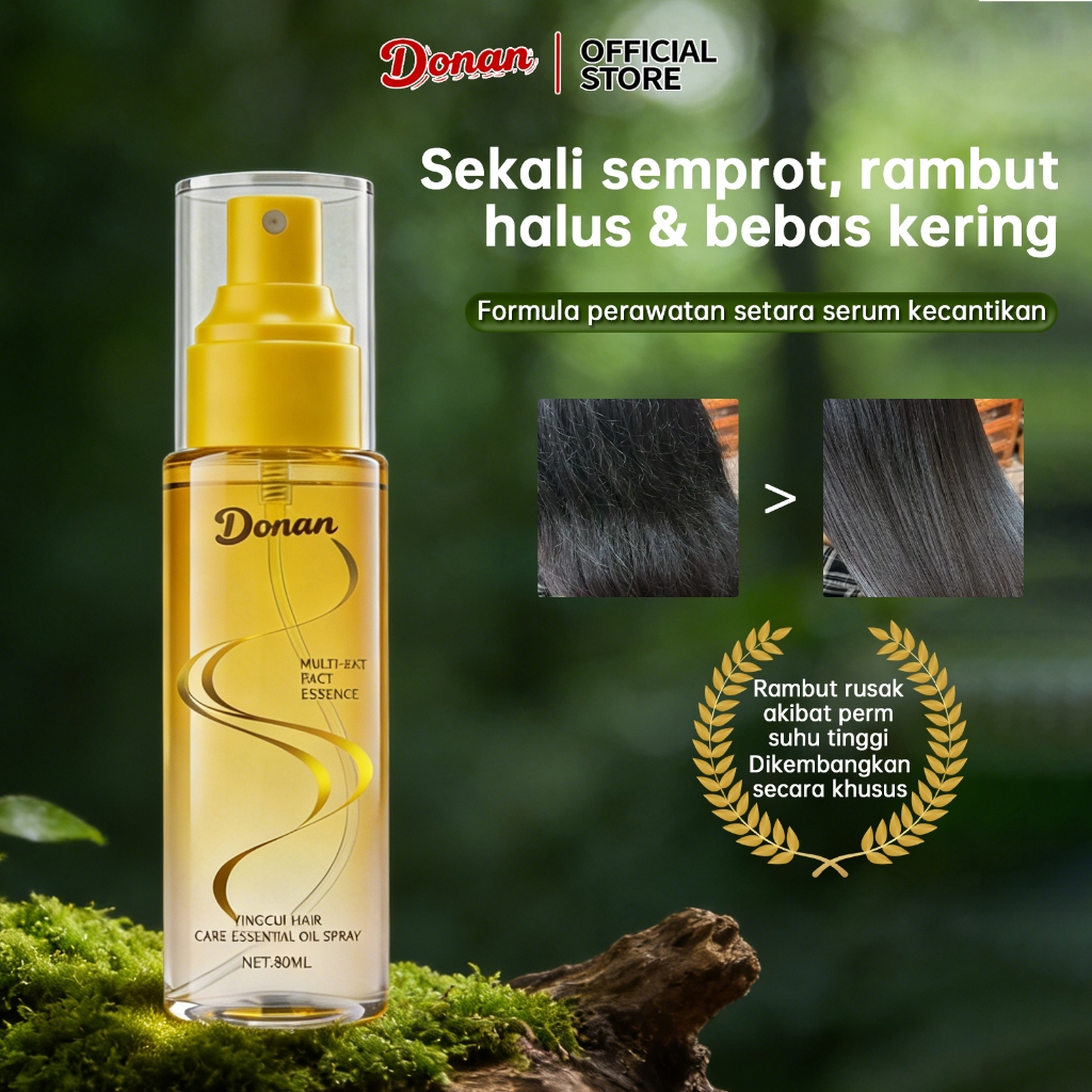 Donan Hair Mist Hair Perfume with Vitamin & Essential, untuk Rambut Kering & Kusut, 80ml