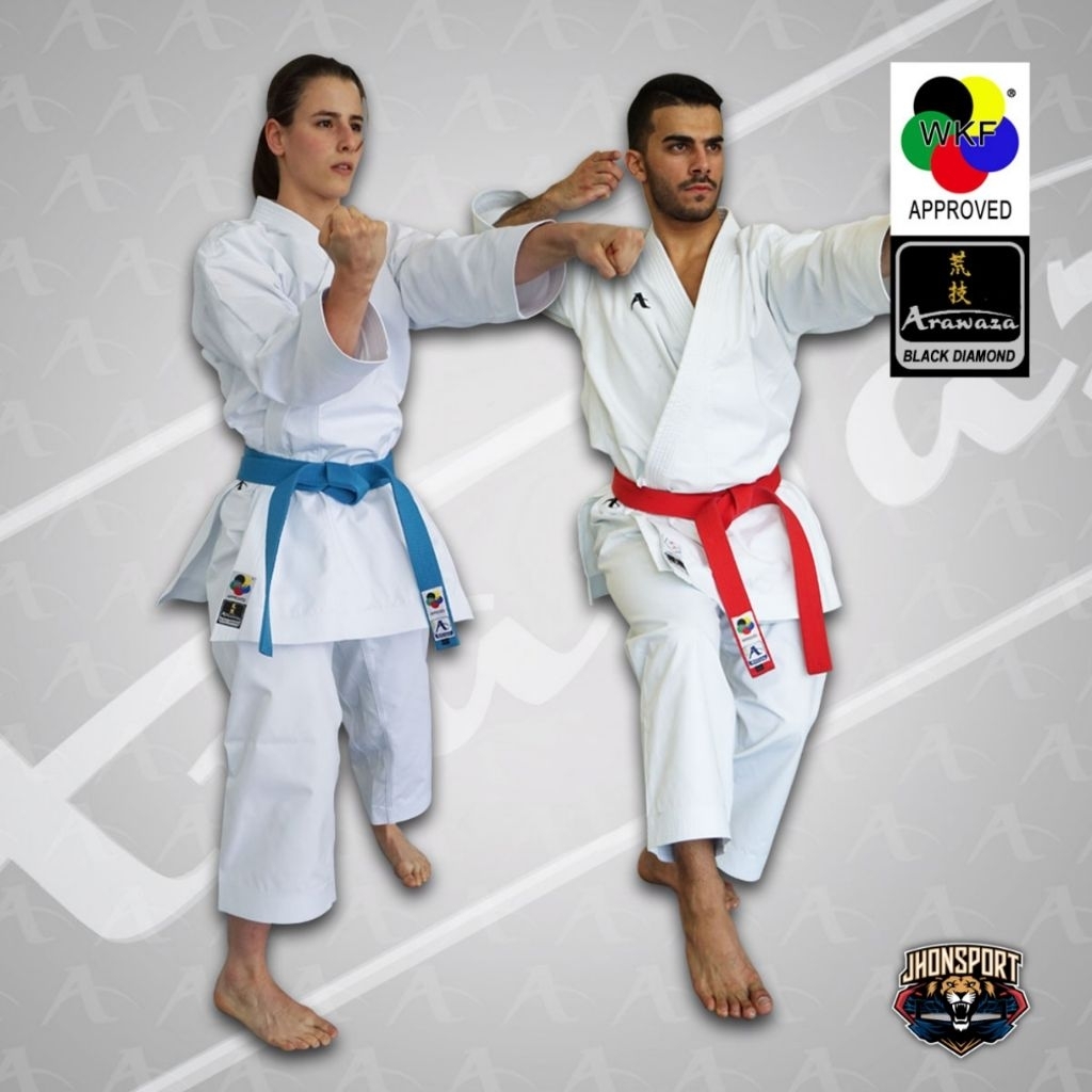 BAJU KARATE ARAWAZA BLACK DIAMOND KATA UNIFORM- WKF Approved - WHITE Embroidery
