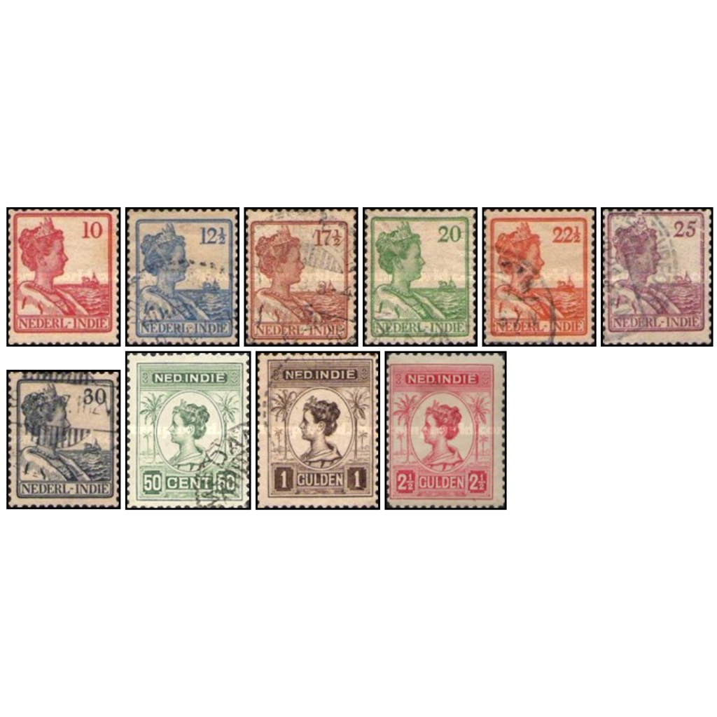 Perangko Filateli Netherlands Indies 1913 - 1932 Queen Wilhelmina