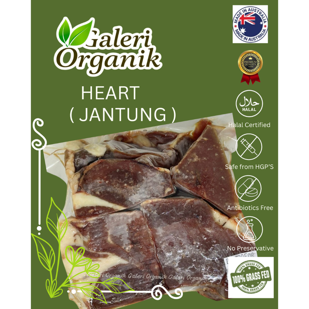 Australia 100% Grassfed Premium Beef Heart (Jantung) 500 Gr - Daging Sapi Grassfed Organik - Daging 