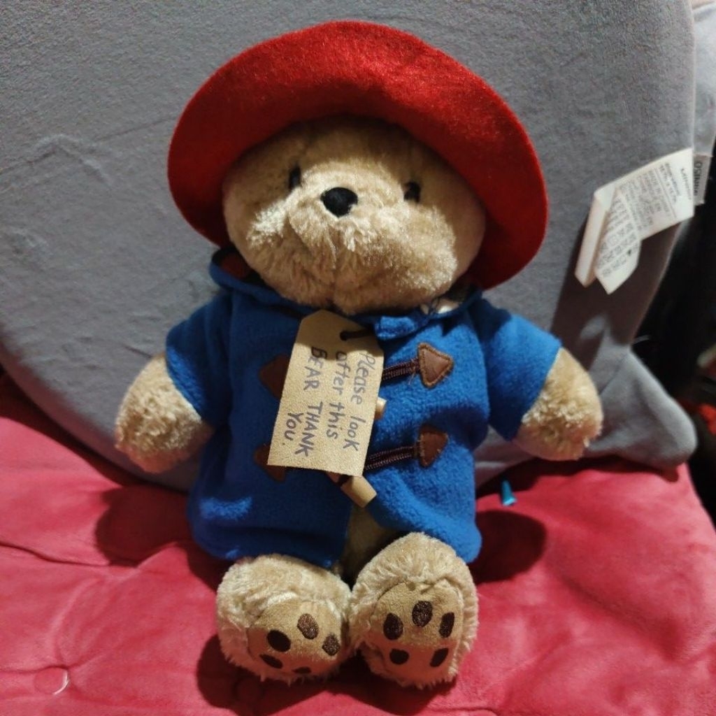 boneka teddy Paddington topi kostum biru ori