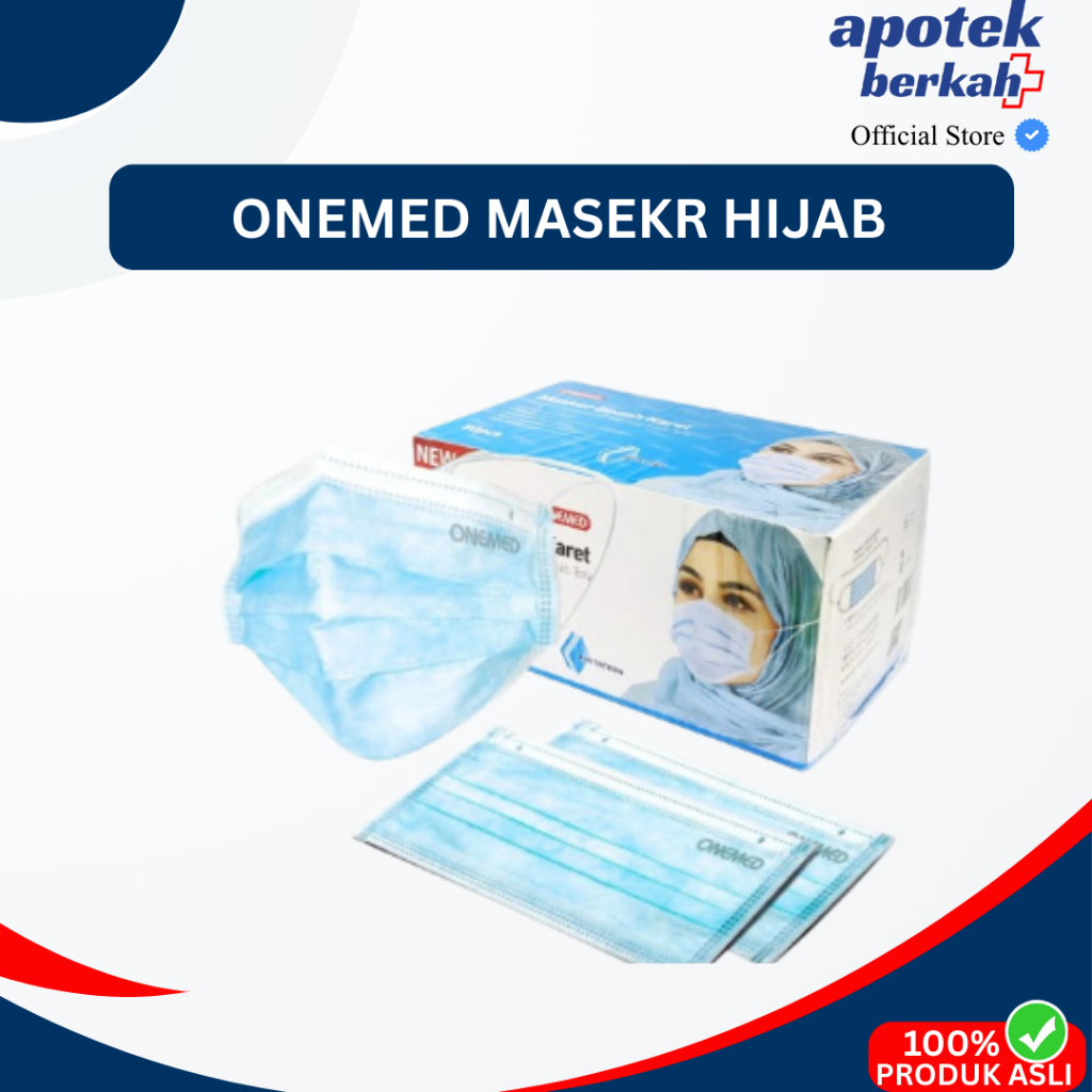 Masker Medis OneMed 3 Ply Earloop Putih 50 pcs - Lembut, Tahan Air, Nyaman Dipakai