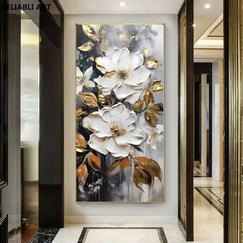 Lukisan dinding minimalis modern bunga untuk hiasan dinding rumah