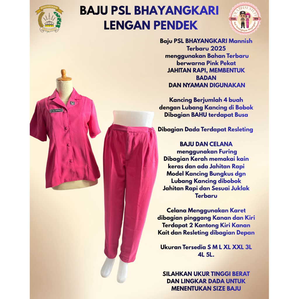 PSL BHAYANGKARI LENGAN PENDEK (PSL BHAYANGKARI BAJU & CELANA)