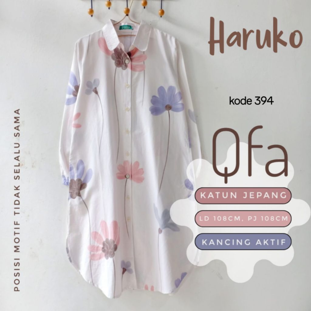 LONG TUNIK BAHAN KATUN JEPANG HALUS HARUKO TEBEL LEMBUT BISA SERAGAMAN