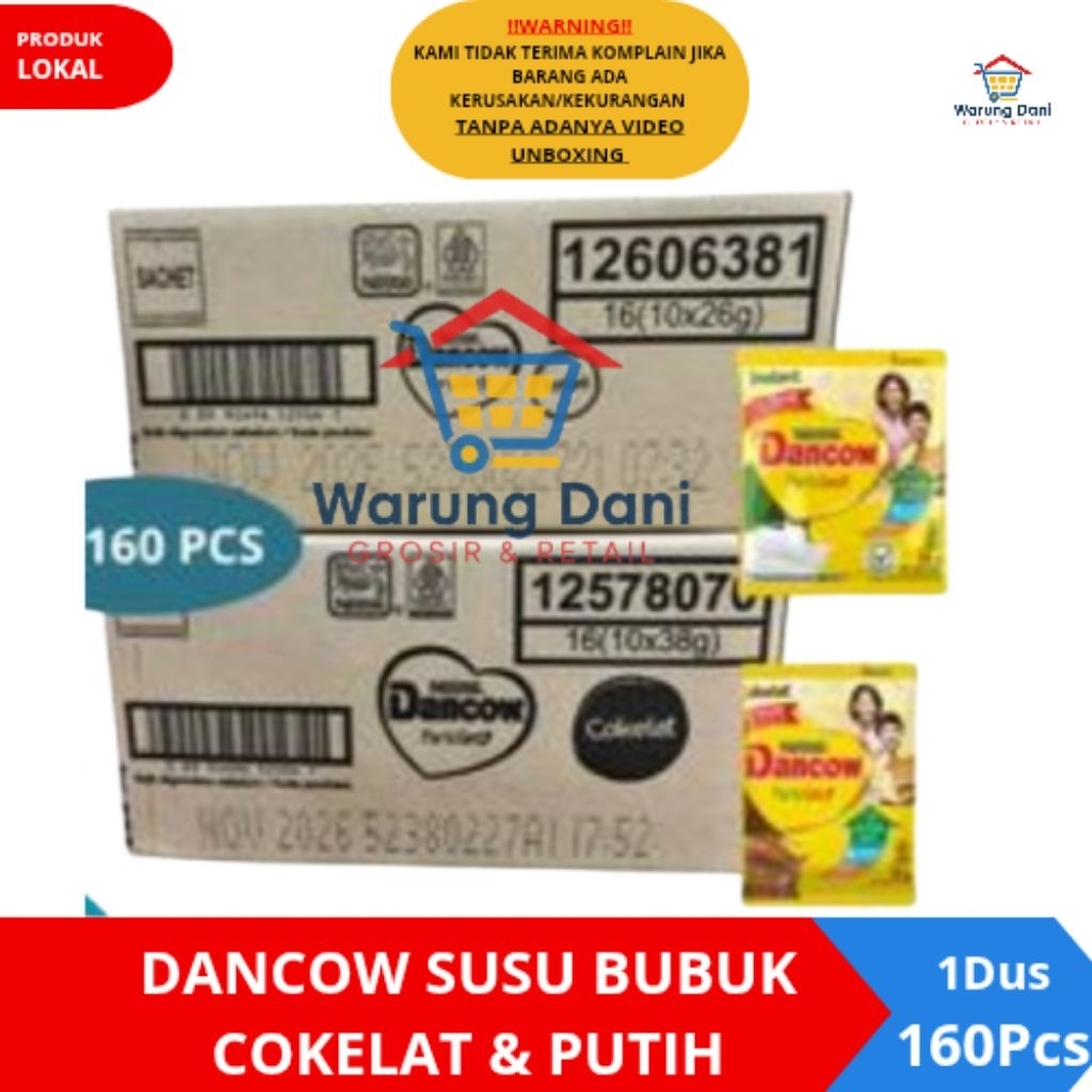 Dancow Sachet Susu Bubuk Fortigro Rasa Cokelat Putih Instan - 1 Dus