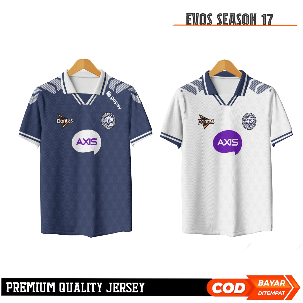 Jersey Evos Navy Season 17 Terbaru 2025/2026 Gratis Pasang Nama Full Printing Milano dry fit