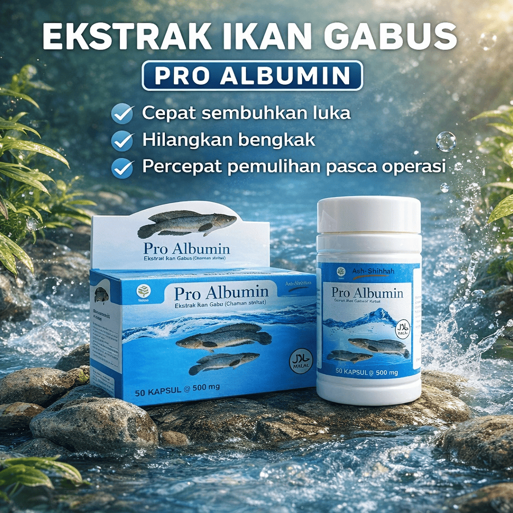 DefiRah - PRO ALBUMIN EKSTRAK IKAN GABUS 50 KAPSUL Obat herbal ekstrak ikan gabus Mempercepat penyem