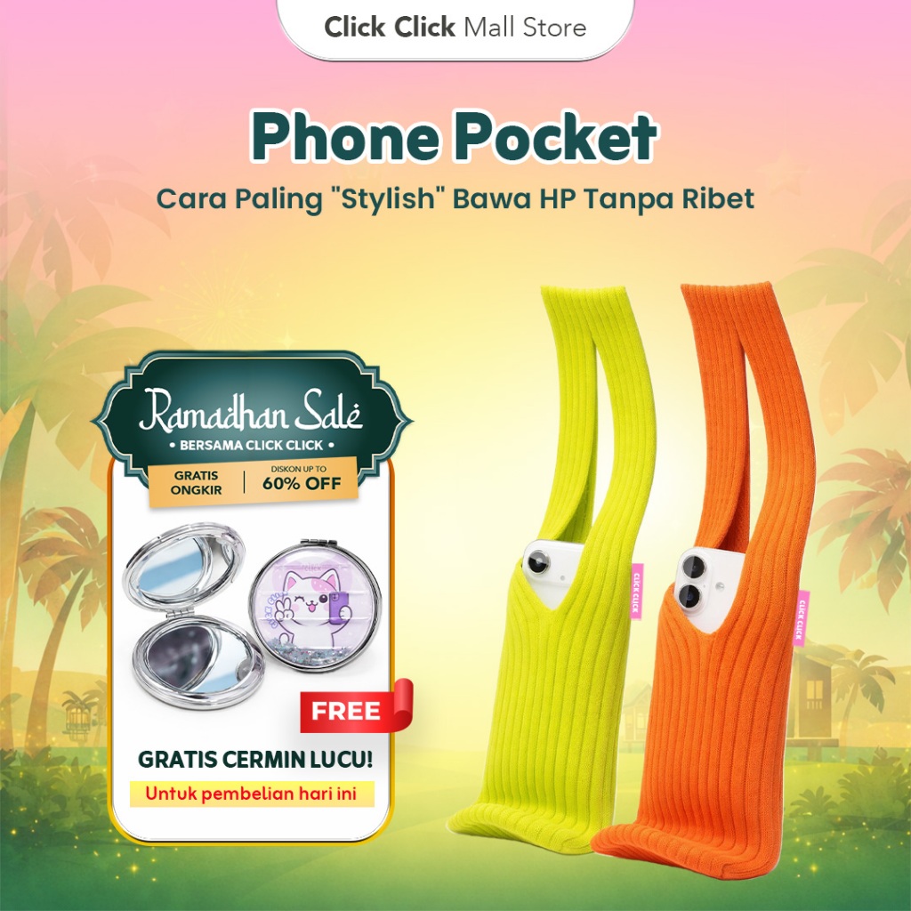 [BELI 1 GRATIS CERMIN] Tas HP Rajut CLICK CLICK Phone Pocket Mini Shoulder Bag – Tas Selempang HP Un