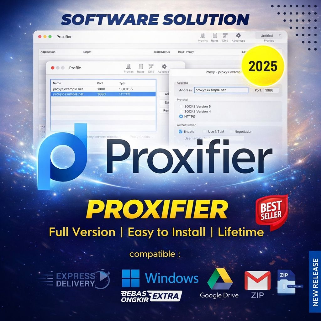 Proxifier Full Version Lifetime 2025 | Software Proxy Windows | Support SOCKS5 HTTPS | Mudah Install