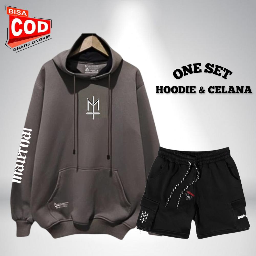 Oneset Hoodie Celana Pendek Pria Wanita Distro Stelan Sweater Celana Cargo Cowok Cewek Outfit Style 