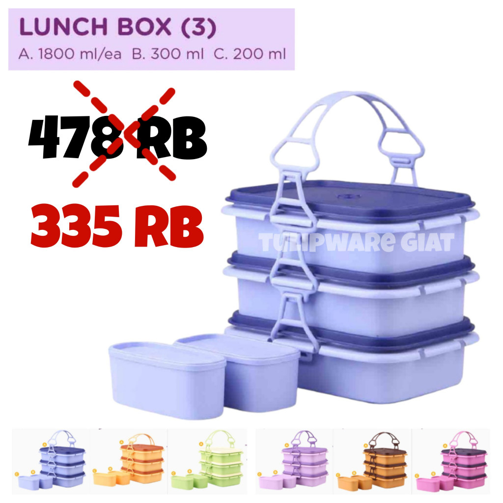 Twin Tulipware LUNCH BOX RANTANG 3 SUSUN Bisa Untuk Mengukus Tulipware Kita