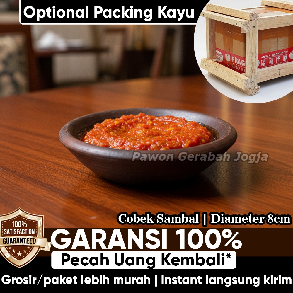 Pawon Gerabah | Cobek Sambal Mini Tanah Liat Diameter 8 cm - Cowek Cawan Gerabah Kecil Tradisional W