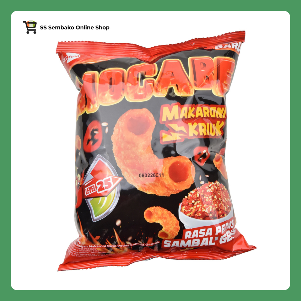 [SS ONLINE 100% ORI PCS] MOCABE Makaroni Snack  Pedas Sambal Geprek Level 25 1 PCS Hadiah Uang