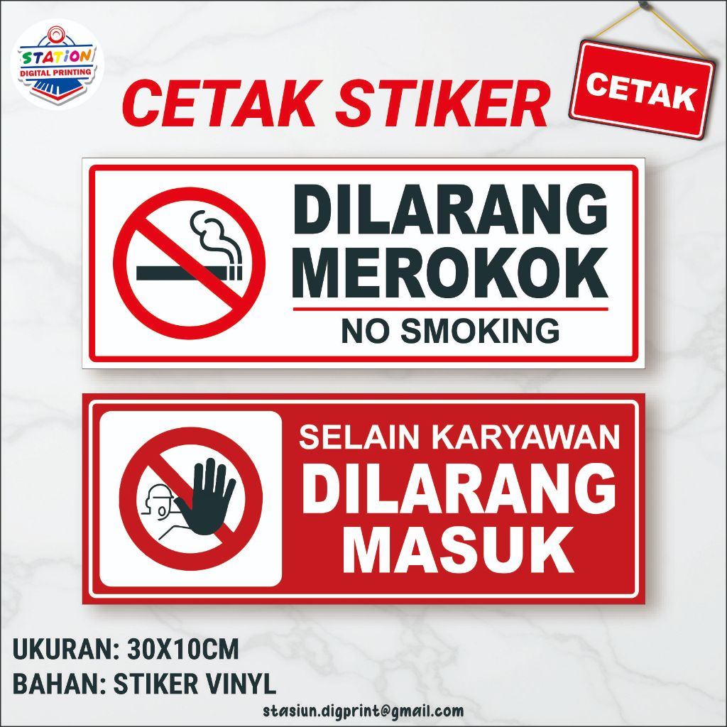 Stiker Dilang Merokok Vinyl Glosy Awet Tahan Lama