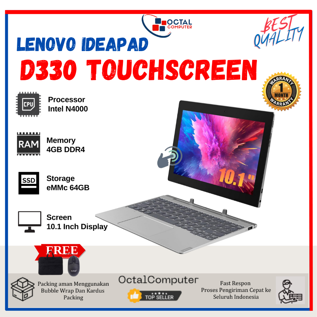 Laptop Lenovo ideapad D330 2in1 CELLERON /Ram 4GB /EMMC 64GB -Second Mulus Bergarasi