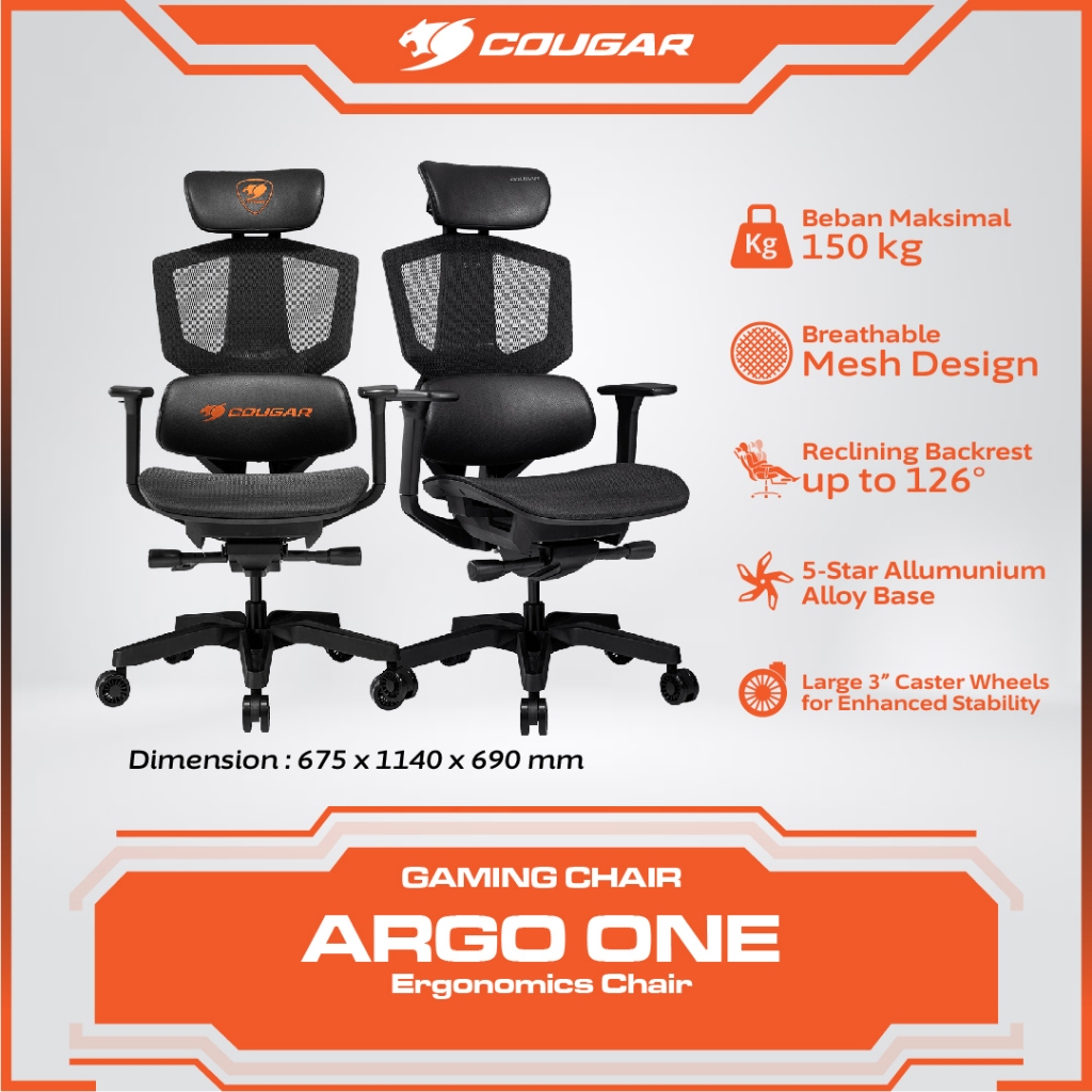 KURSI COUGAR ERGONOMIC ARGO ONE - KURSI COUGAR GAMING - KURSI ERGONOMIC