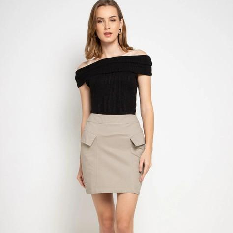 XSML Wanita Salsabila Skirt Rok Pendek Kantor Motif Polos