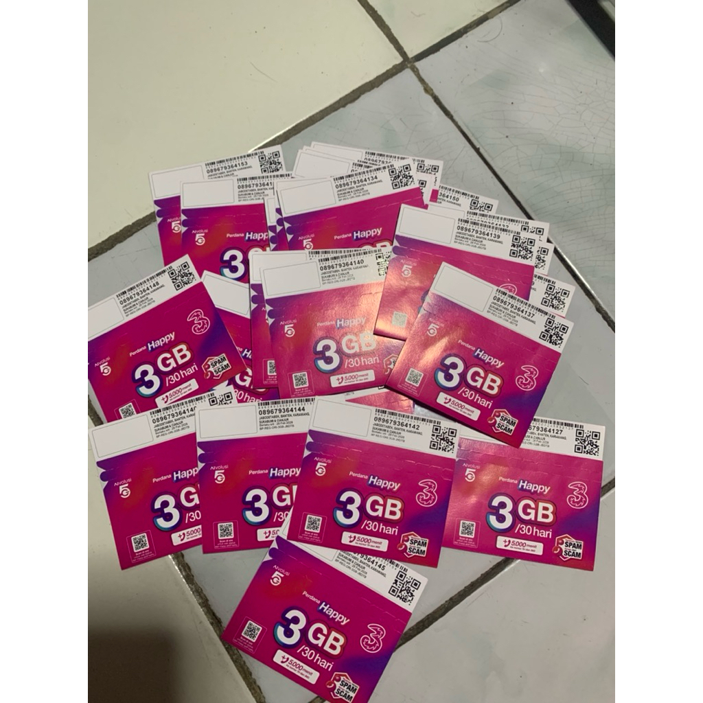 Kartu perdana  3 kuota 3gb