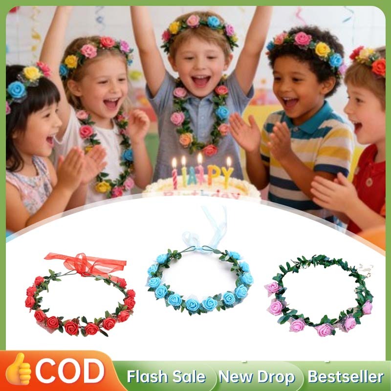 Bando Rambut Bandana Bunga Mahkota Bunga Aksesoris Rambut Import Mahkota Daun Bunga Rambut Mahkota P