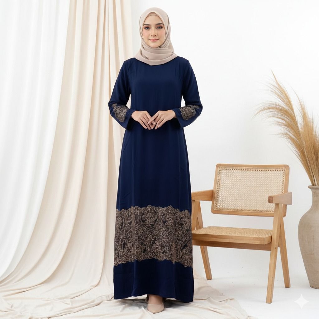 Hana Gamis Jadi Bordir BK Faisley Gamis Lebaran Dress Wanita Muslimah GJTR bySC