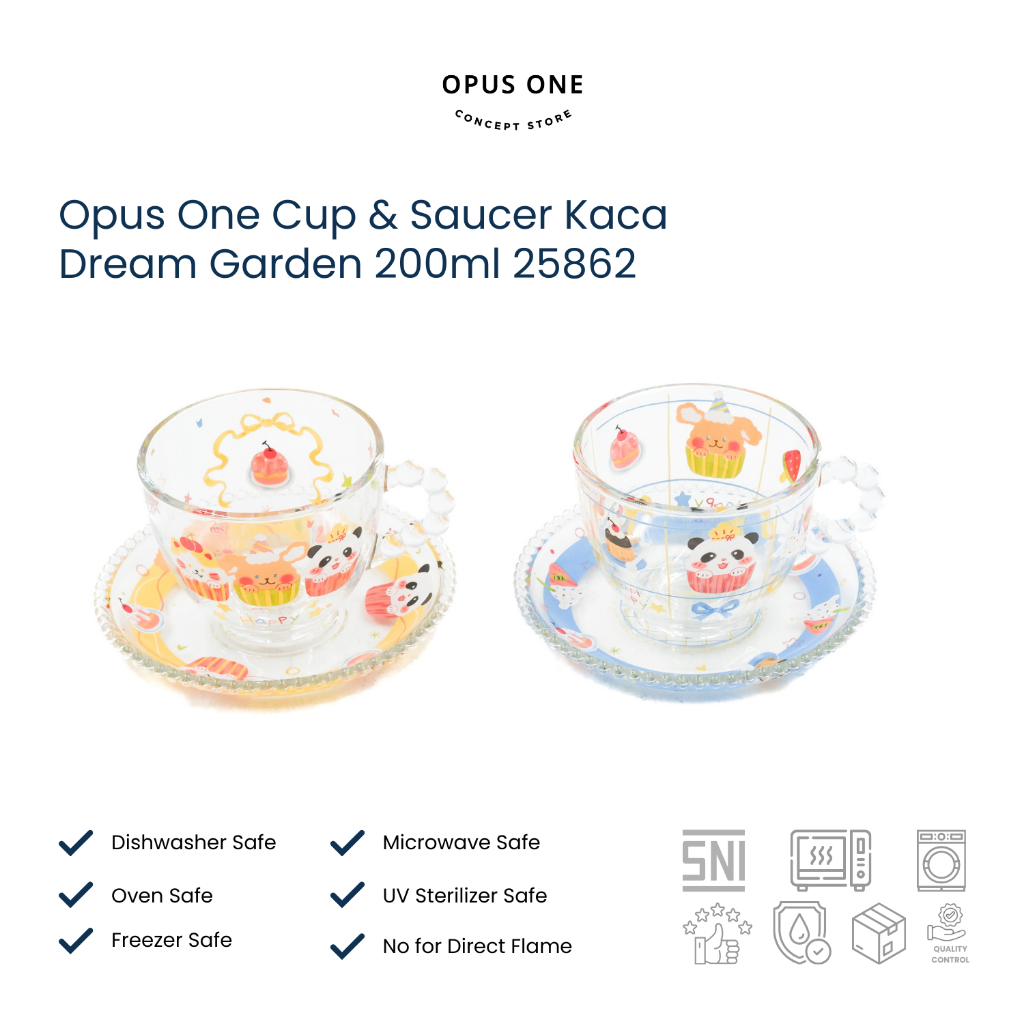 Opus One Cup & Saucer Kaca Dream Garden 200ml 25862