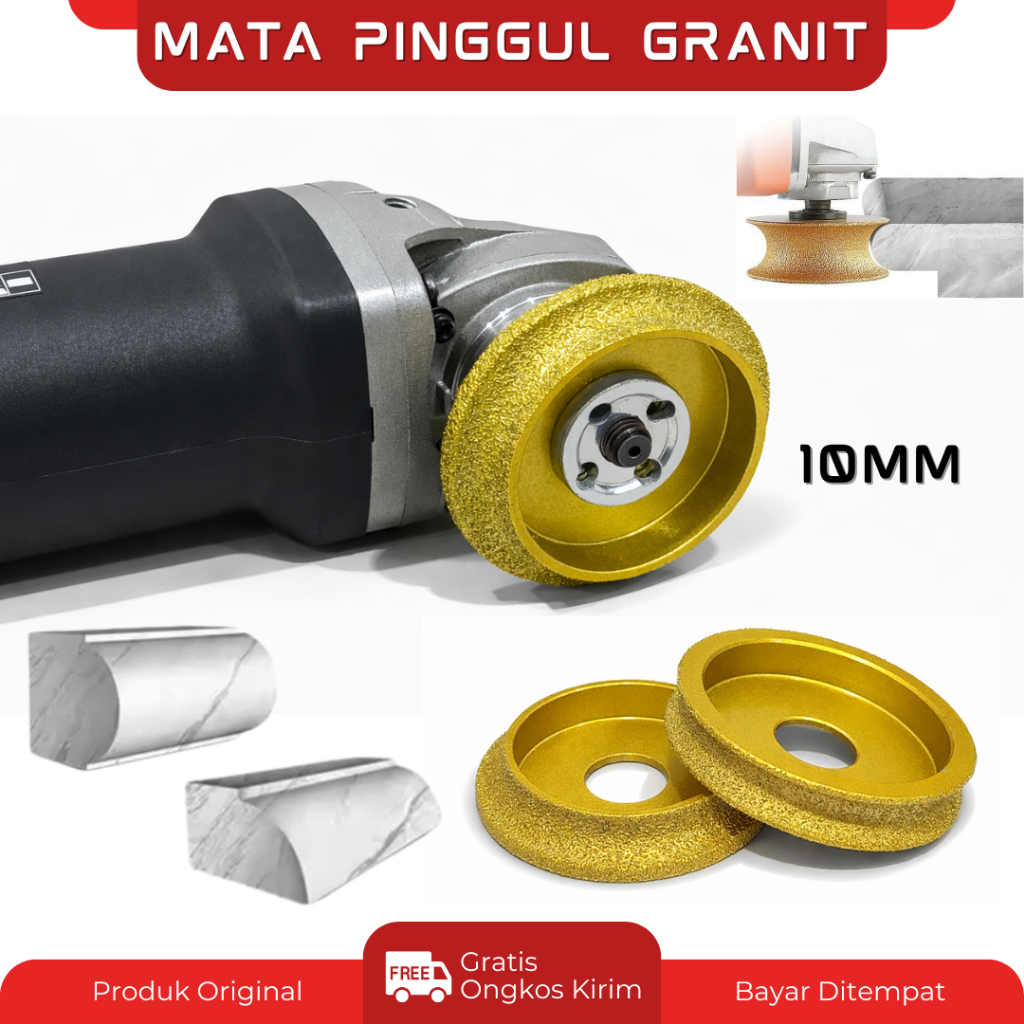 Mata Pinggul Granit 10 mm Lengkung Setengah Lingkaran Mata Gerinda Bevel Bullnose Round Frances Diam