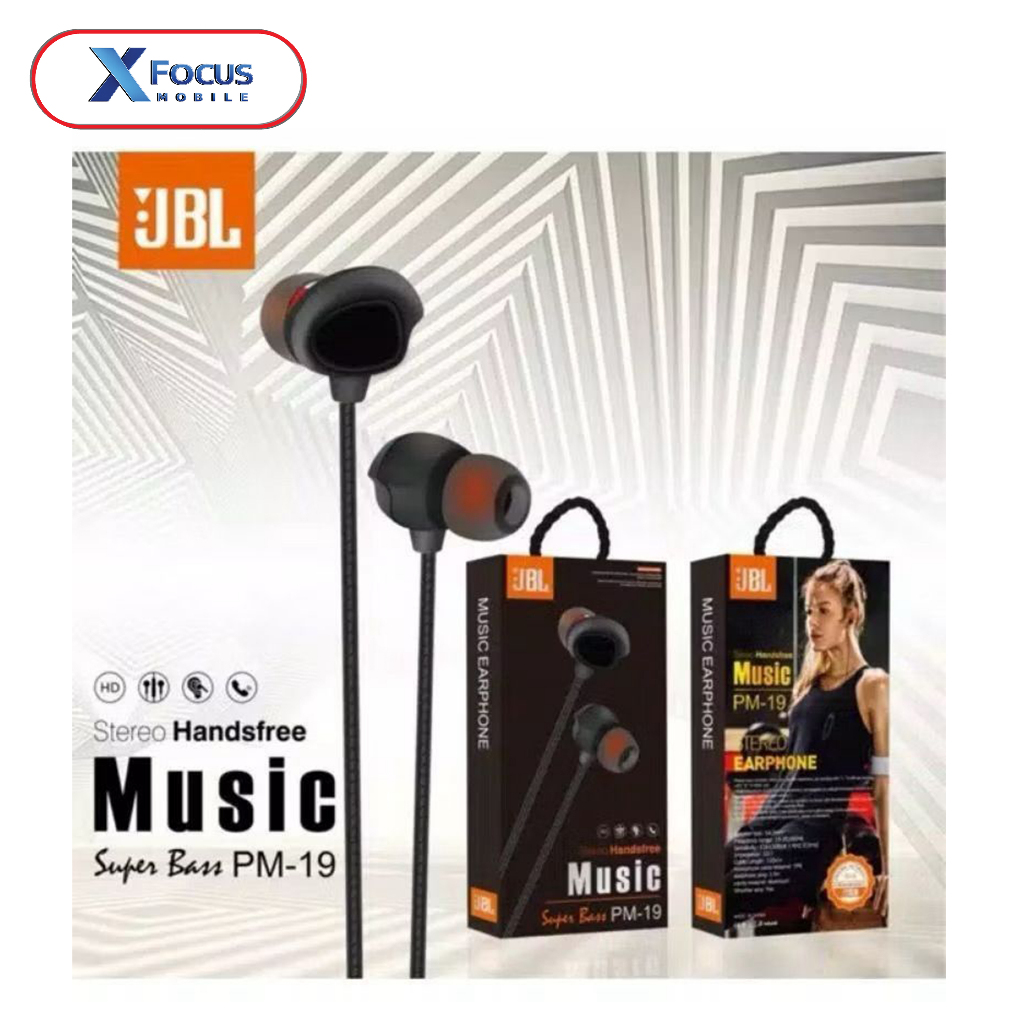 Earphone - Handsfree - Hesdset PM-19 Kualitas ORI Super Bass HF Universal + Mic PM19