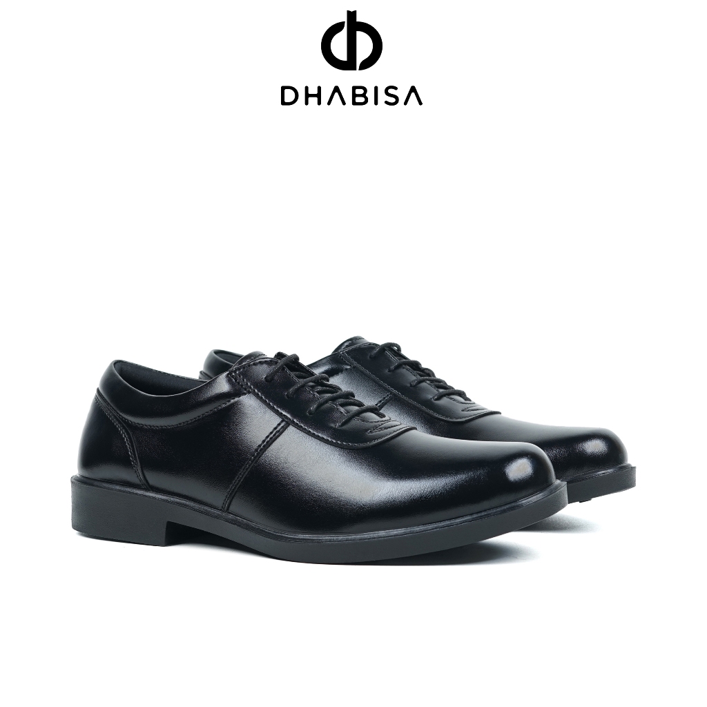 DHABISA - Sepatu Pantofel Paskibra Pria Oxford Hitam Polos Tali PDH Formal BJ