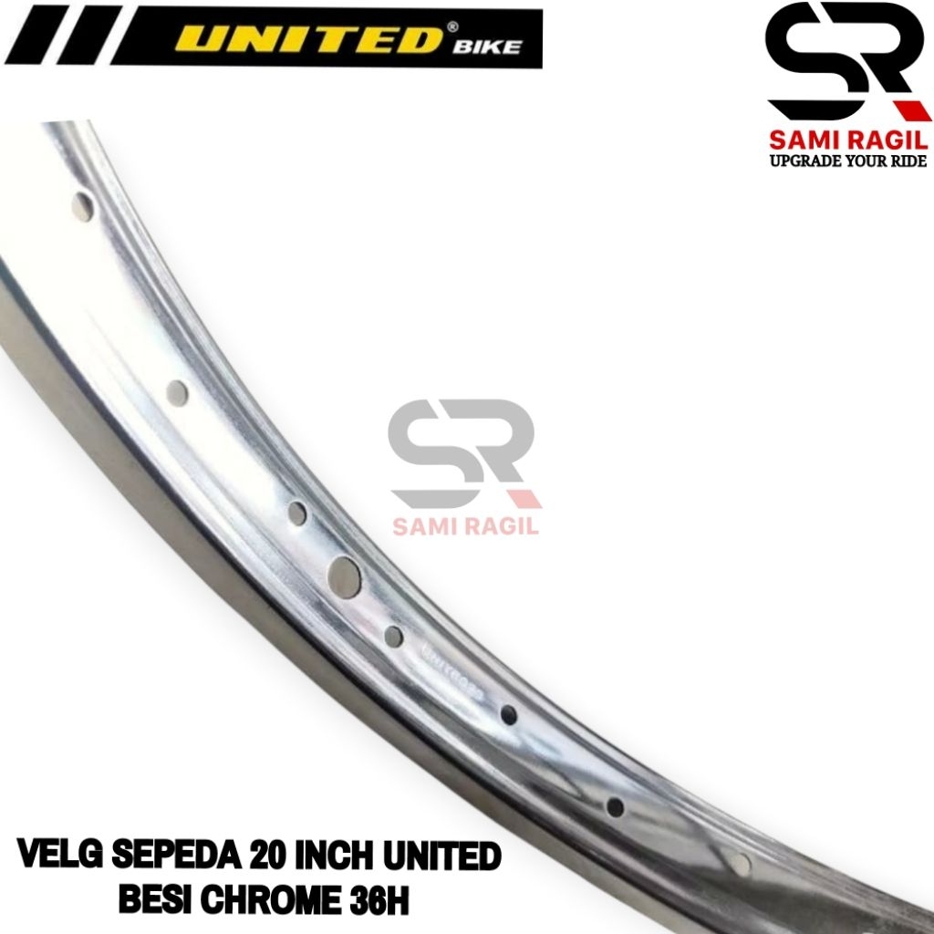 VELG SEPEDA 20 INCH UNITED BESI CHROME KROM RIMS RIM BMX MINION LIPAT SELI MINITREX FEDERAL LUBANG 3