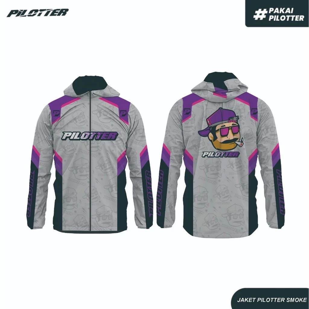 JAKET PARASUT PILOTTER ABU UNGU ORIGINAL PILOTTER FREE STIKER