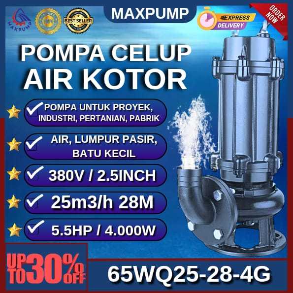 MAXPUMP Pompa celup Air Kotor Pompa Industri 2.5inch Submersible pump 5.5hp Lumpur Kotoran Limbah Sp