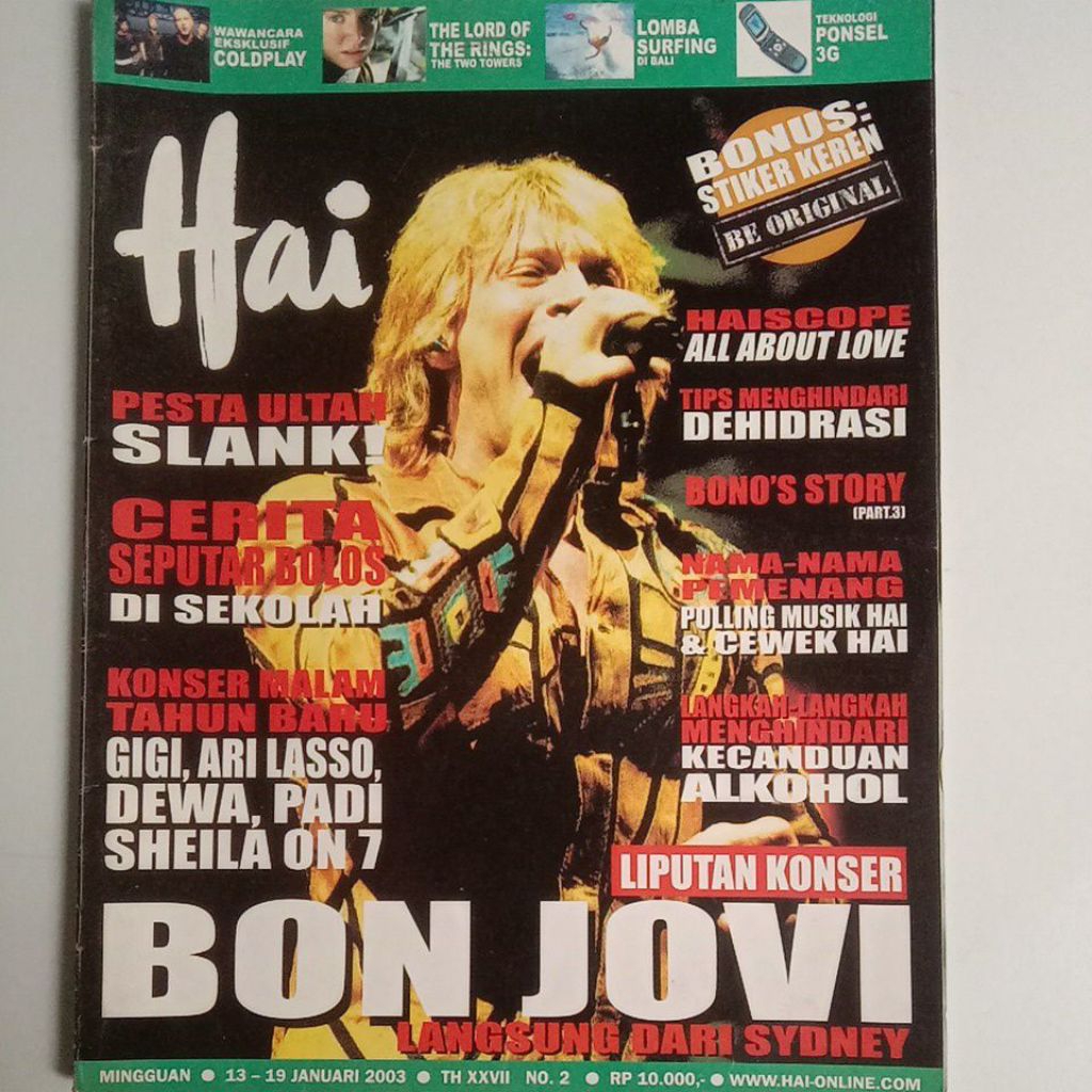 Majalah Hai Tahun 2003 Edisi Khusus Bon Jovi