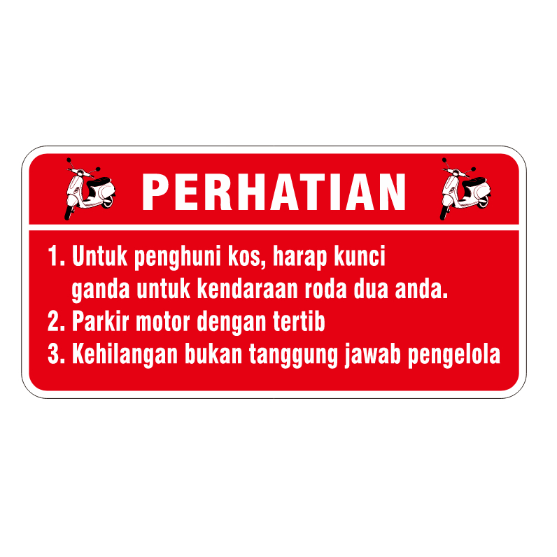 AKRILIK SIGN PERATURAN PARKIR PENGHUNI KOS