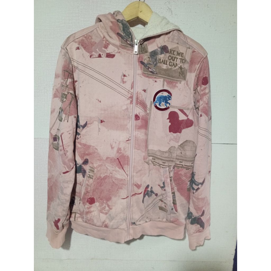 Baju jacket sweater Hoodie mlb vintage delaman sherpa size L fit XL second