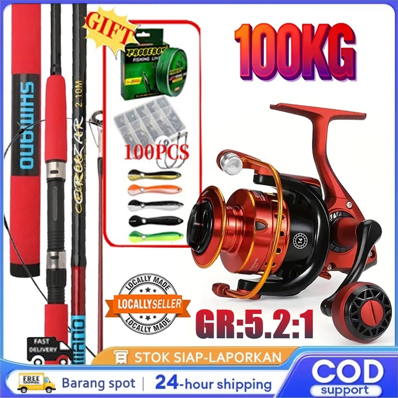 DAIWA Joran Pancing Set 1.8m-3.0m Reel HA1000-7000 100M Senar Umpan Combo Pancingan Lengkap