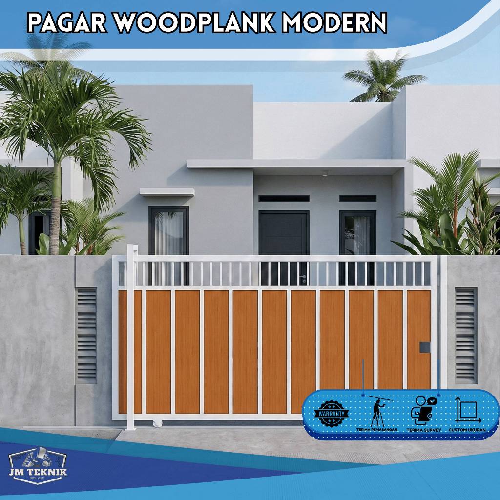 PAGAR WOODPLANK GRC PINTU GERBANG MINIMALIS PAGAR RUMAH PLANK GRC MOTIF KAYU WOODPLANK