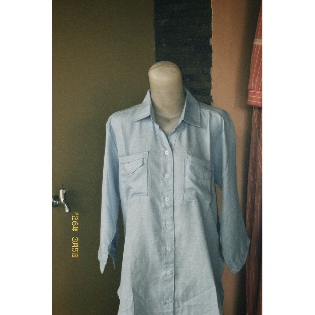kemeja wanita polos biru