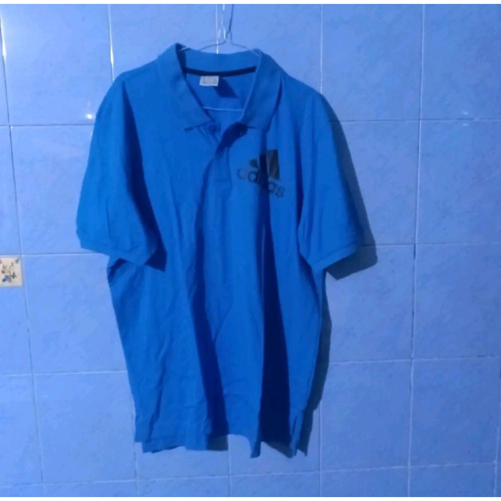 polo sport Adidas biru mulus