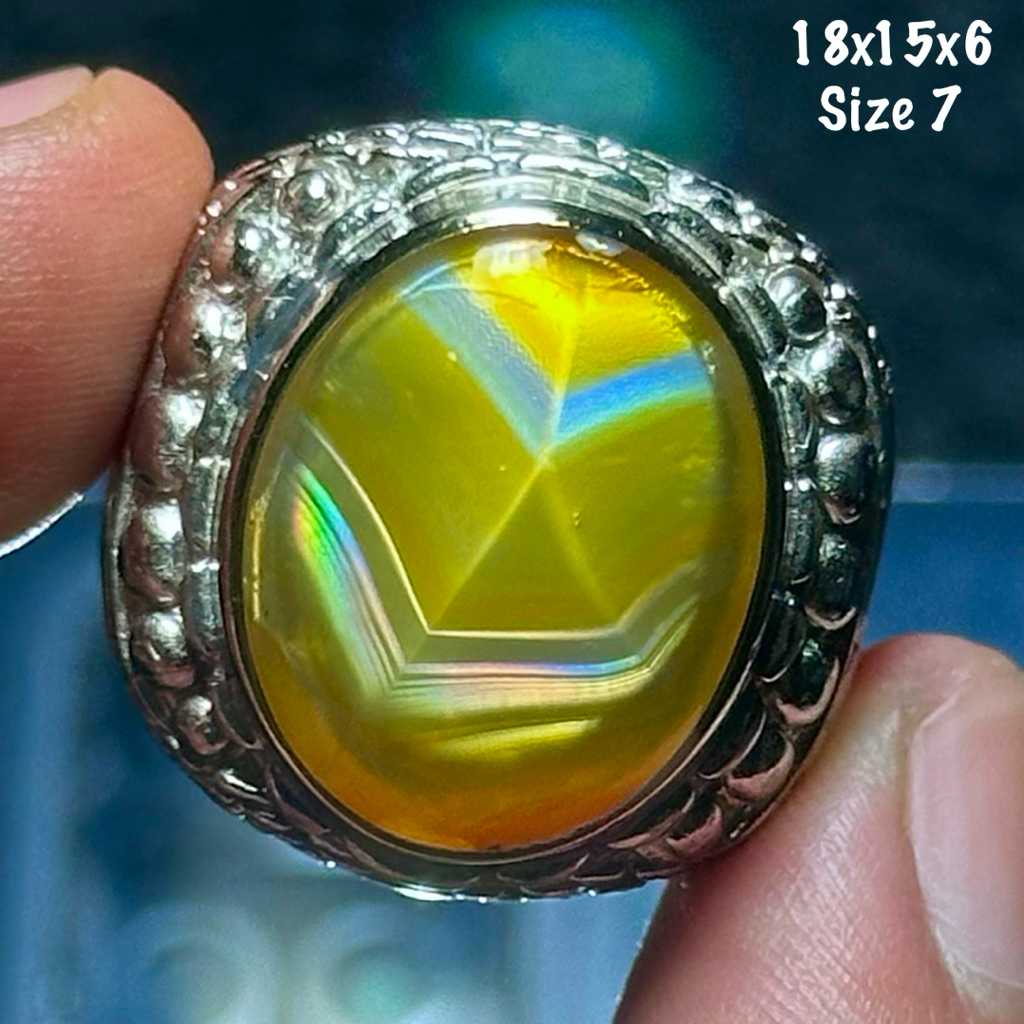 Cincin Batu Akik Natural Iris Junder Pelangi (asli alam)