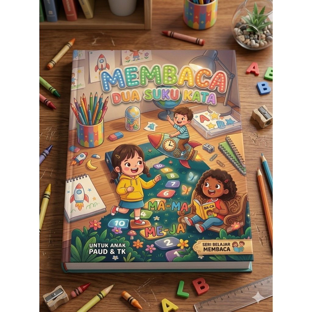 Buku Belajar Membaca dua suku kata untuk anak mulai usia 3 tahun