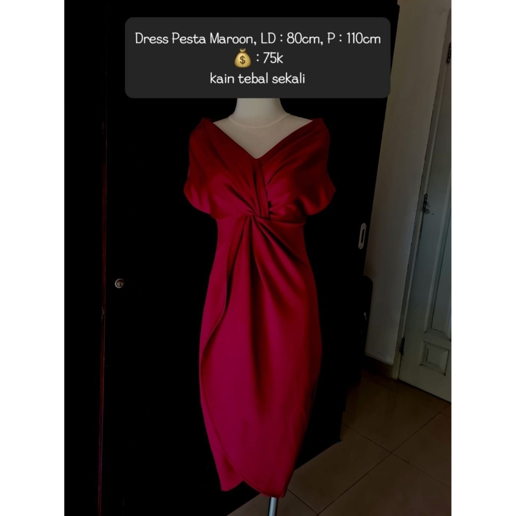 DRESS PESTA MAROON