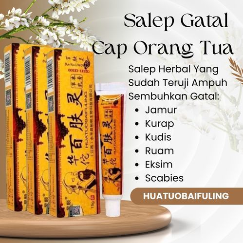 Salep Gatal Cina Ampuh Huatuobaifuling Cap Orang Tua Mengobati Gatal Eksim,Jamur,Kurap,Kudis,Alergi,