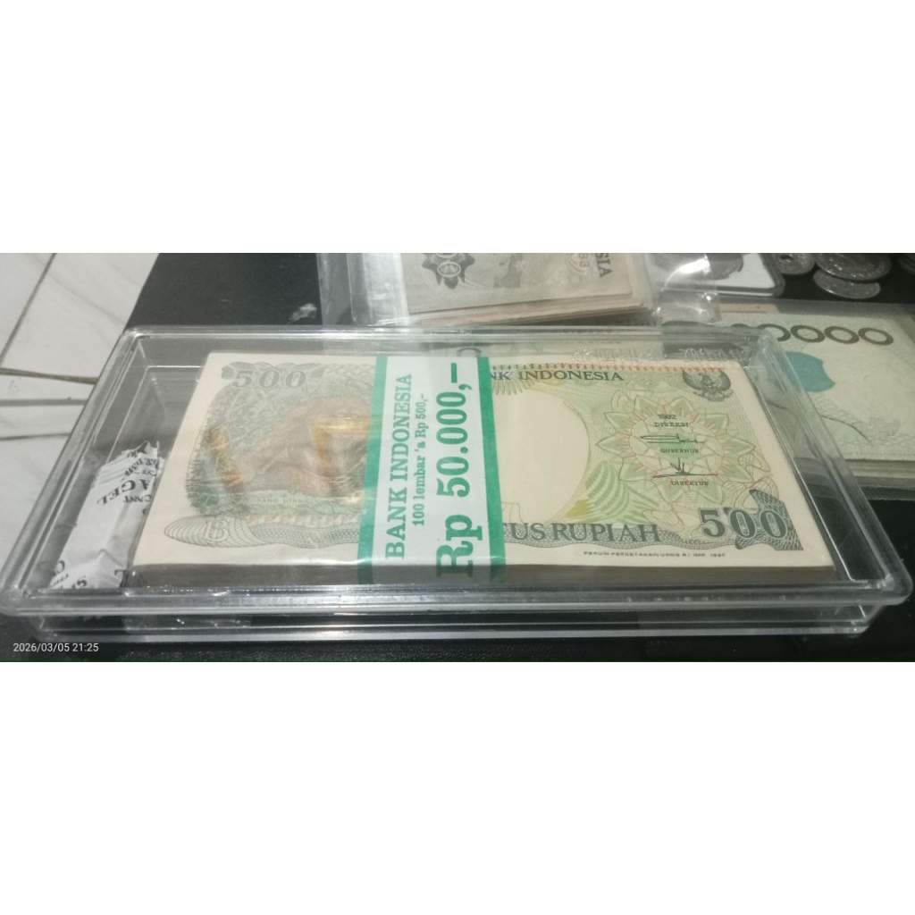 Uang Kuno 500 Rupiah Orang Utan Th.1992 1 Gepok+Mika