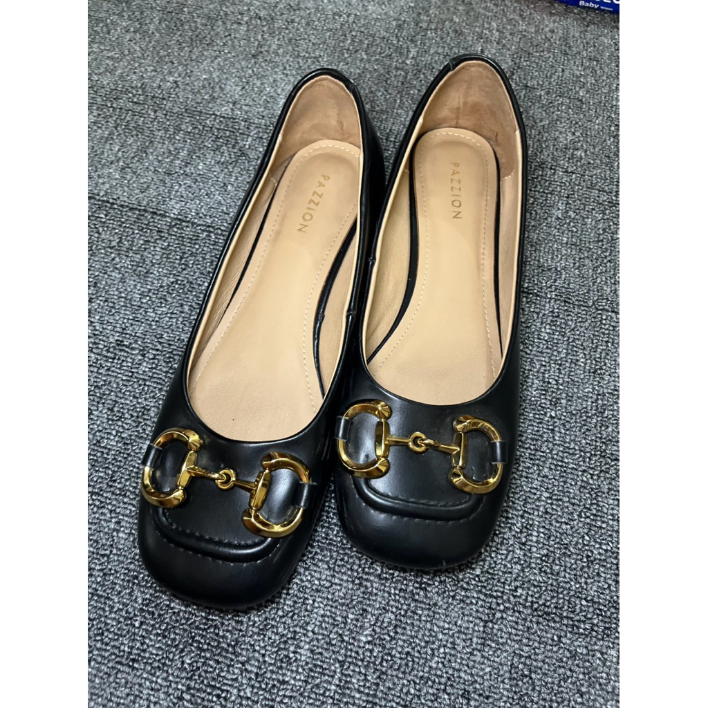 Pazzion Oli Horsebit Low Block Heeled Shoes - Black Preloved