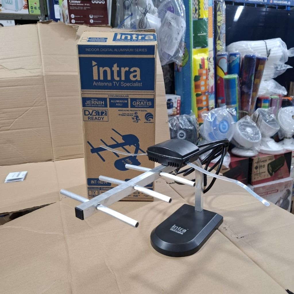 Intra Antena Dalam Intra HD INT-HD14 Seri Aluminium Jernih Bisa untuk DVB T2 Ready Kabel 2 Meter unt