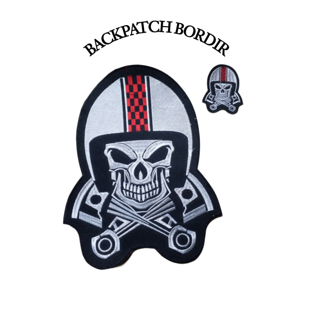 BACKPATCH BORDIR/EMBLEM BORDIR JAHIT/TEMPELAN JAKET BESAR CAFERACER HELM