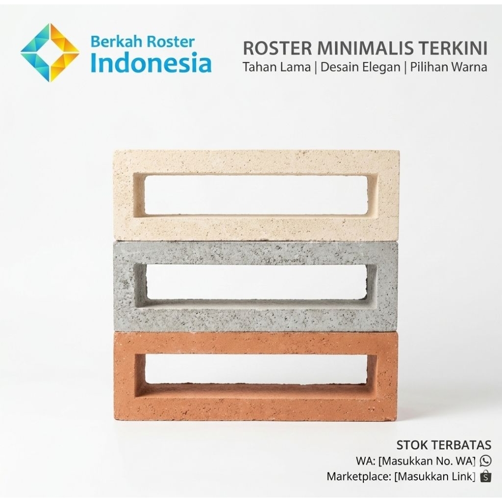 ROSTER MINIMALIS/LOSTER BETON/ROSTER BETON/ANGIN ANGIN RUMAH MOTIF KOTAK PERSEGI POLOS